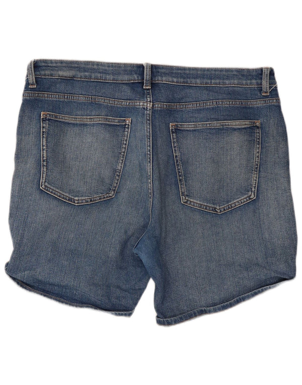 Pantaloncini di jeans a vita alta da donna Marks & Spencer UK 16 Large W38 Blu