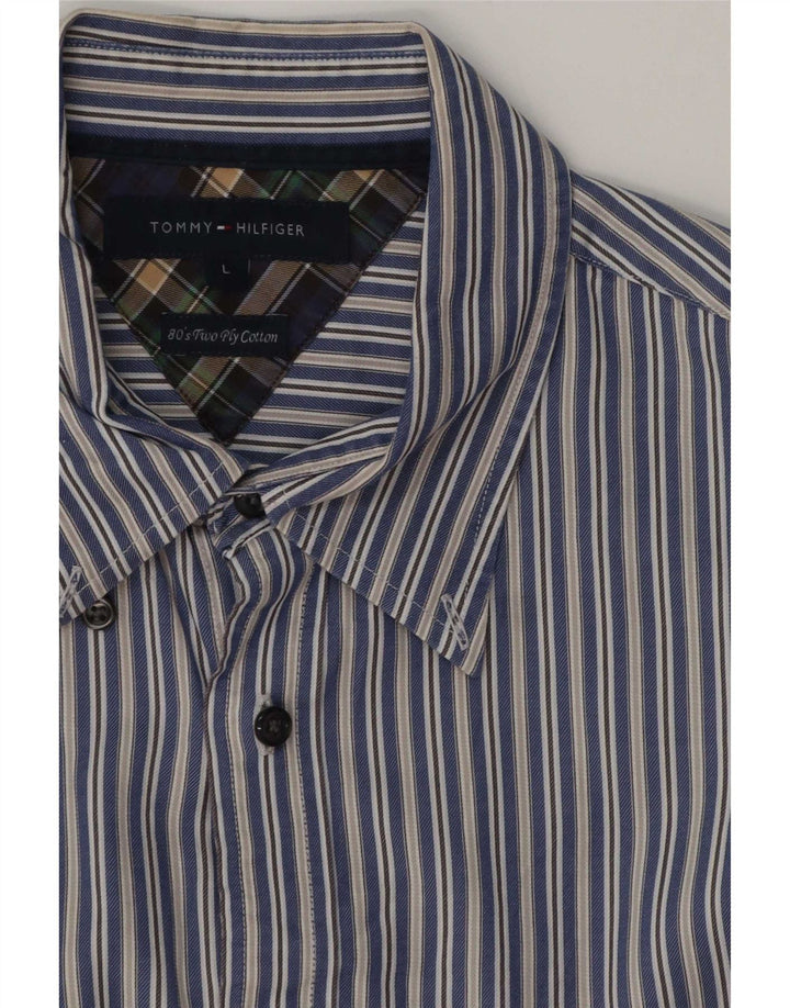 Camicia da uomo Tommy Hilfiger grande cotone a righe blu
