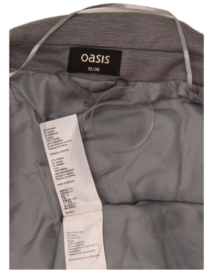 Giacca blazer aperta da donna Oasis UK 10 piccolo poliestere gessato grigio
