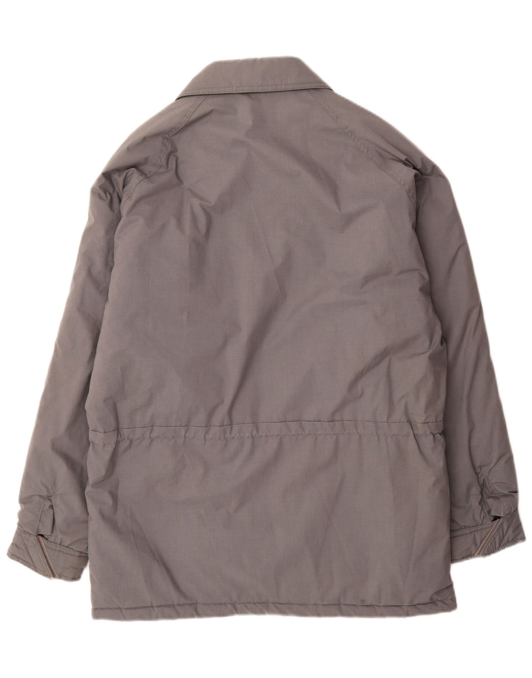 Cappotto vintage da uomo in giacca a vento UK 36 piccolo poliestere grigio