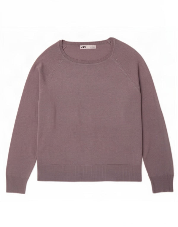 Maglione maglione con scollo a barca da donna Zara UK 14 Grigio medio