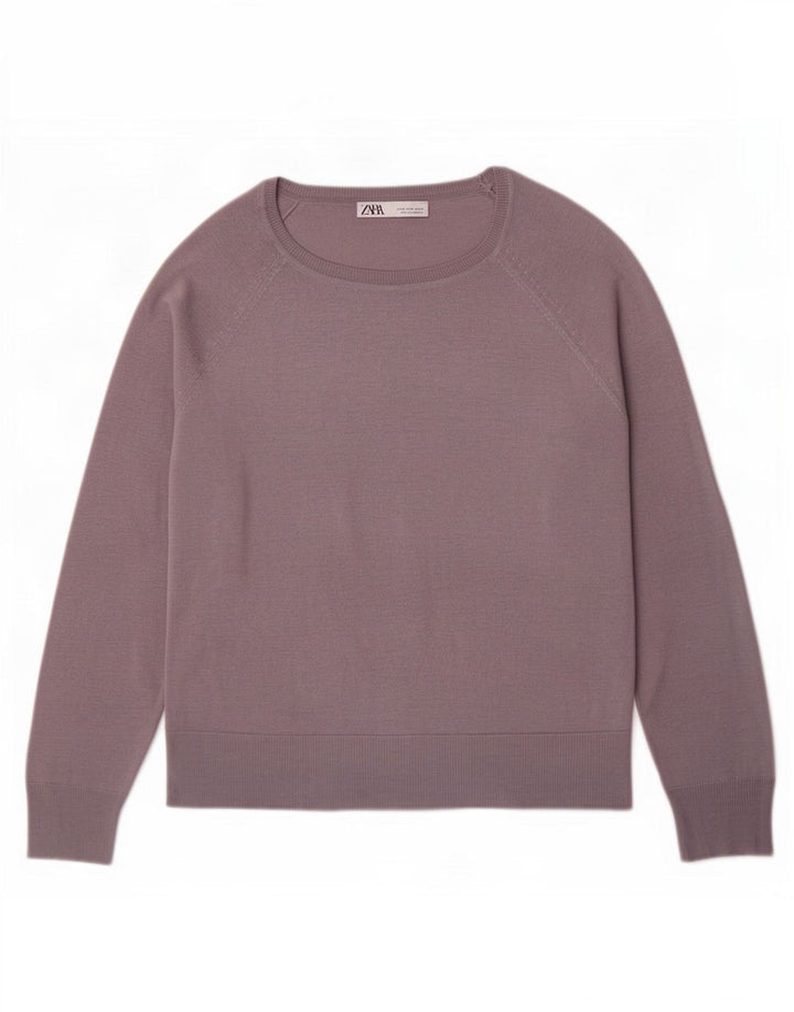 Maglione maglione con scollo a barca da donna Zara UK 14 Grigio medio