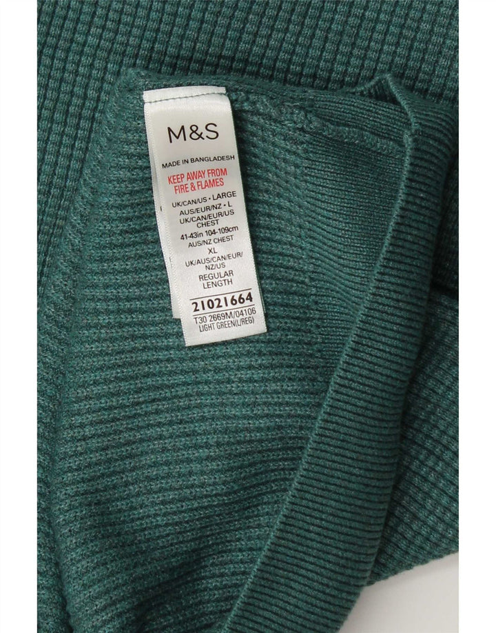 Maglione maglione girocollo da uomo Marks & Spencer grande poliestere verde