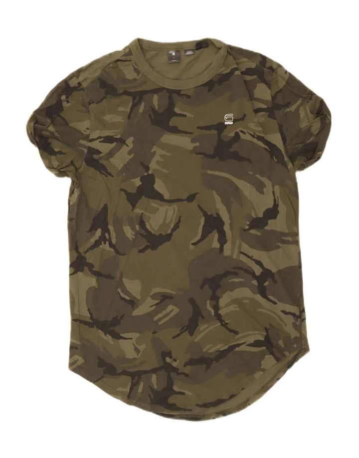 T-shirt da uomo G-STAR Top in cotone mimetico verde medio