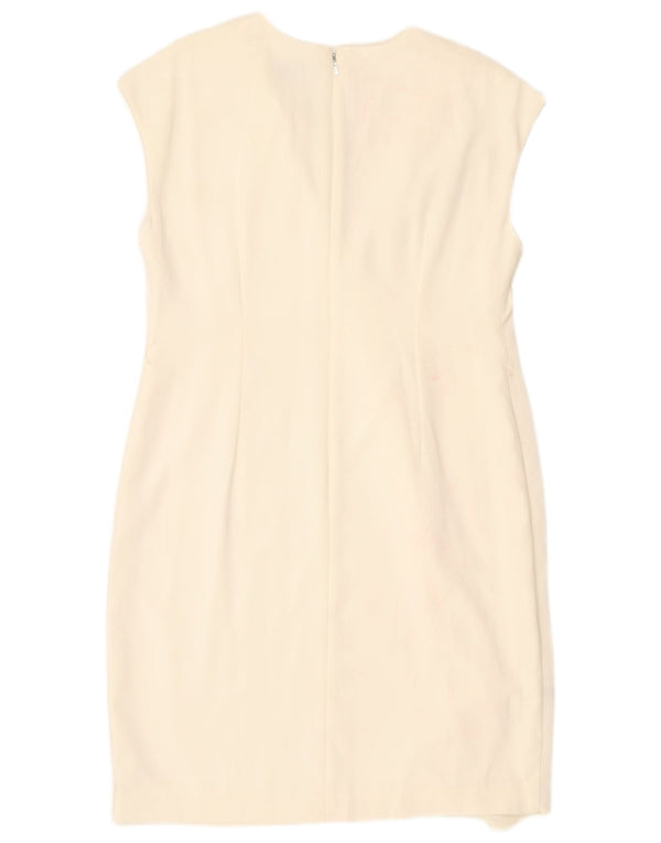 DKNY Womens Sleeveless Sheath Dress US 12 Large Off White Polyester
