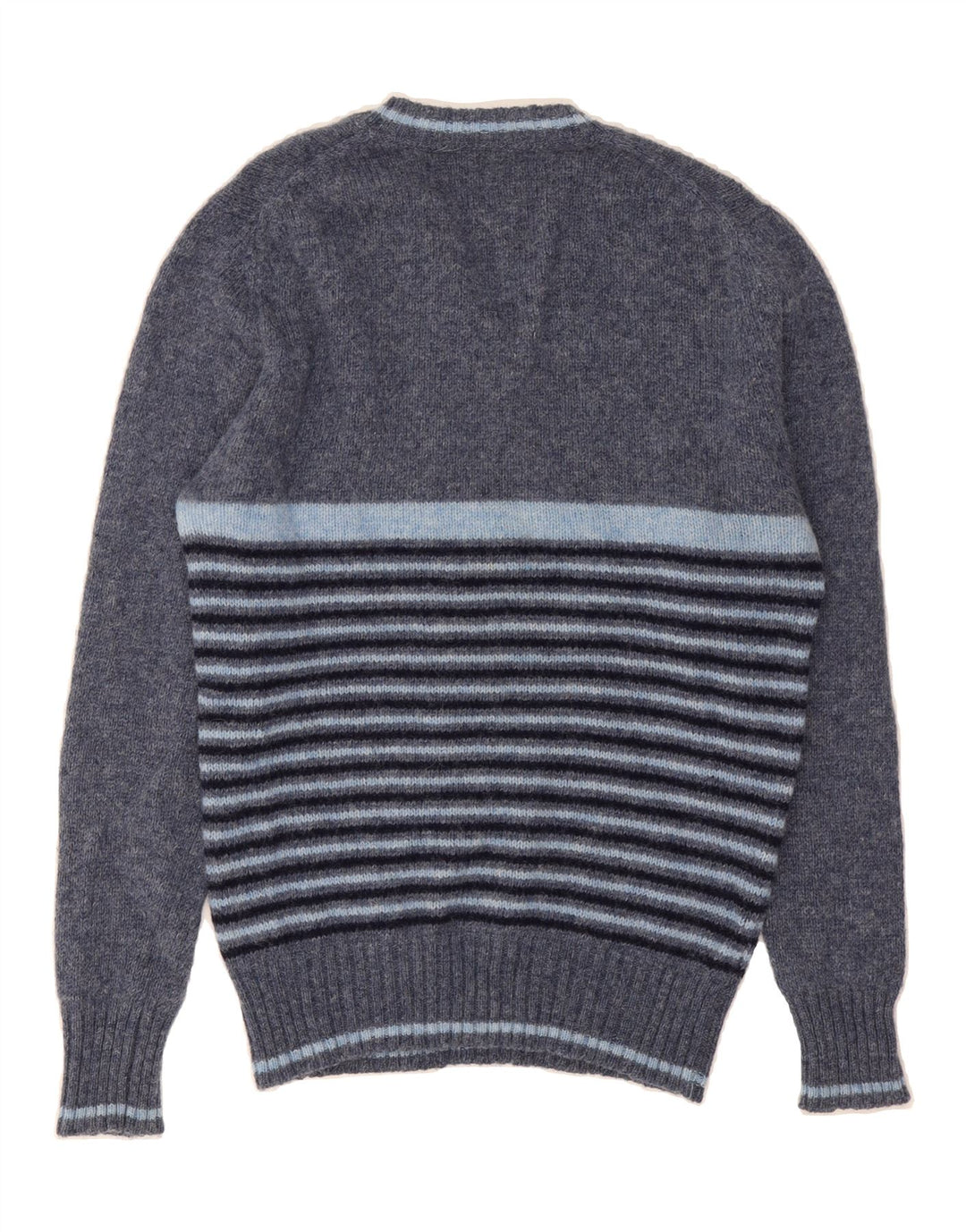 ST. BERNARD Mens V-Neck Jumper Sweater UK 40 Medium Navy Blue Striped Wool Vintage St. Bernard and Second-Hand St. Bernard from Messina Hembry 