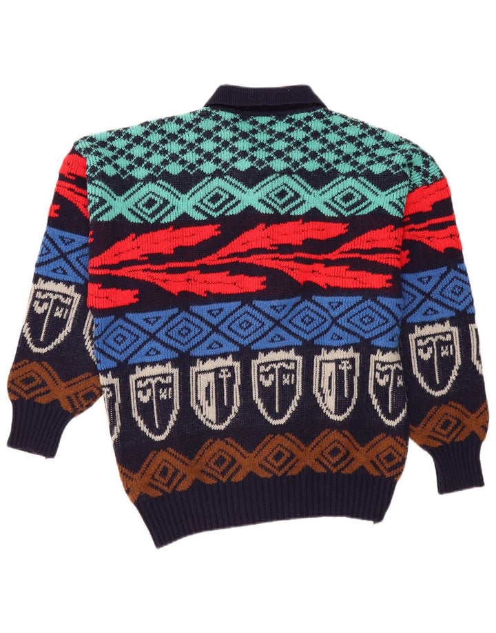 Maglione vintage da uomo con collo alto IT 50 Medio multicolore geometrico