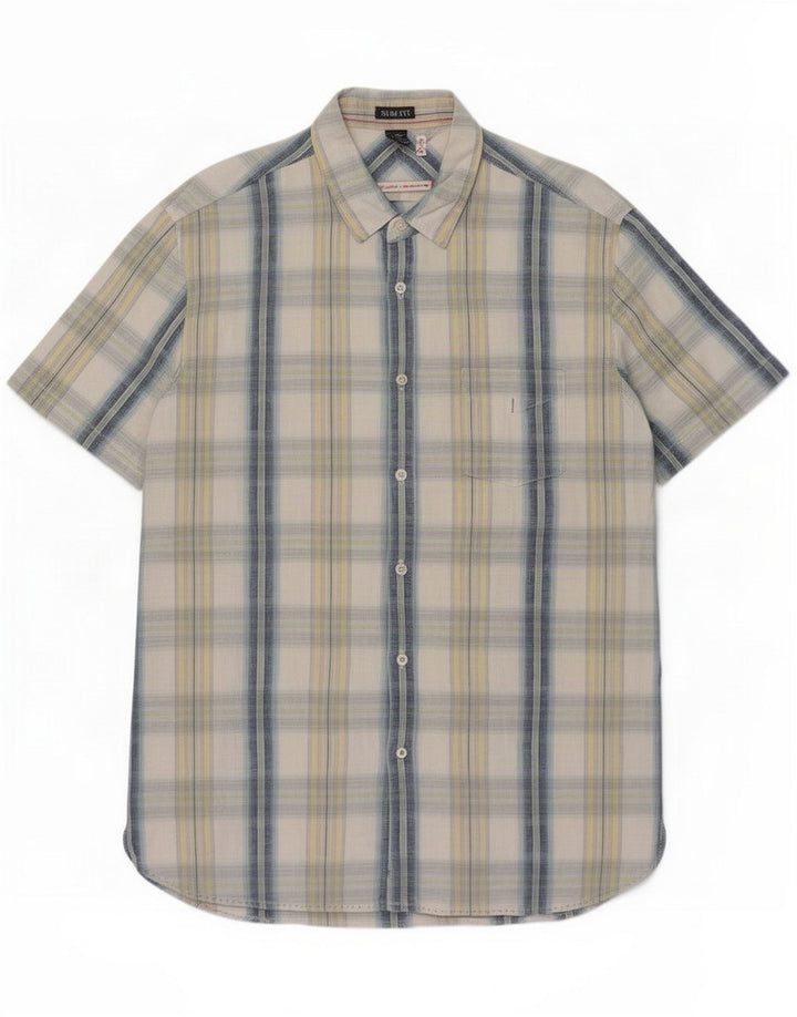 Camicia slim fit da uomo White Stuff in lino scozzese blu medio