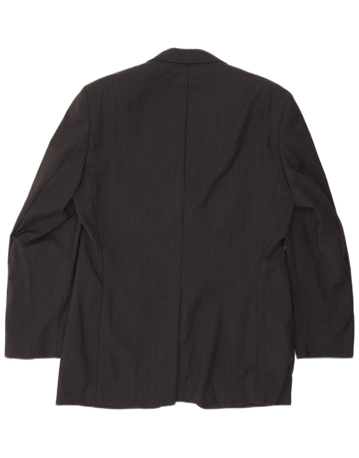 Giacca blazer da uomo a 3 bottoni Hugo Boss IT 50 grande gessato blu navy