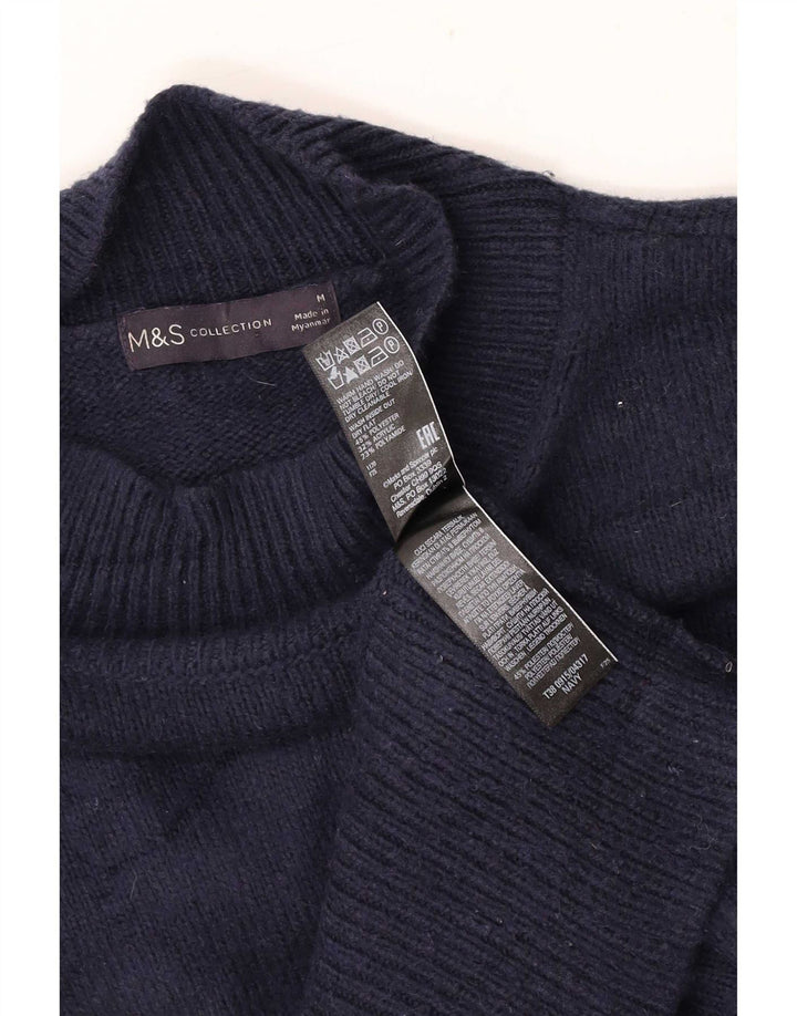 Maglione maglione a collo alto da donna Marks & Spencer UK 14 blu navy medio