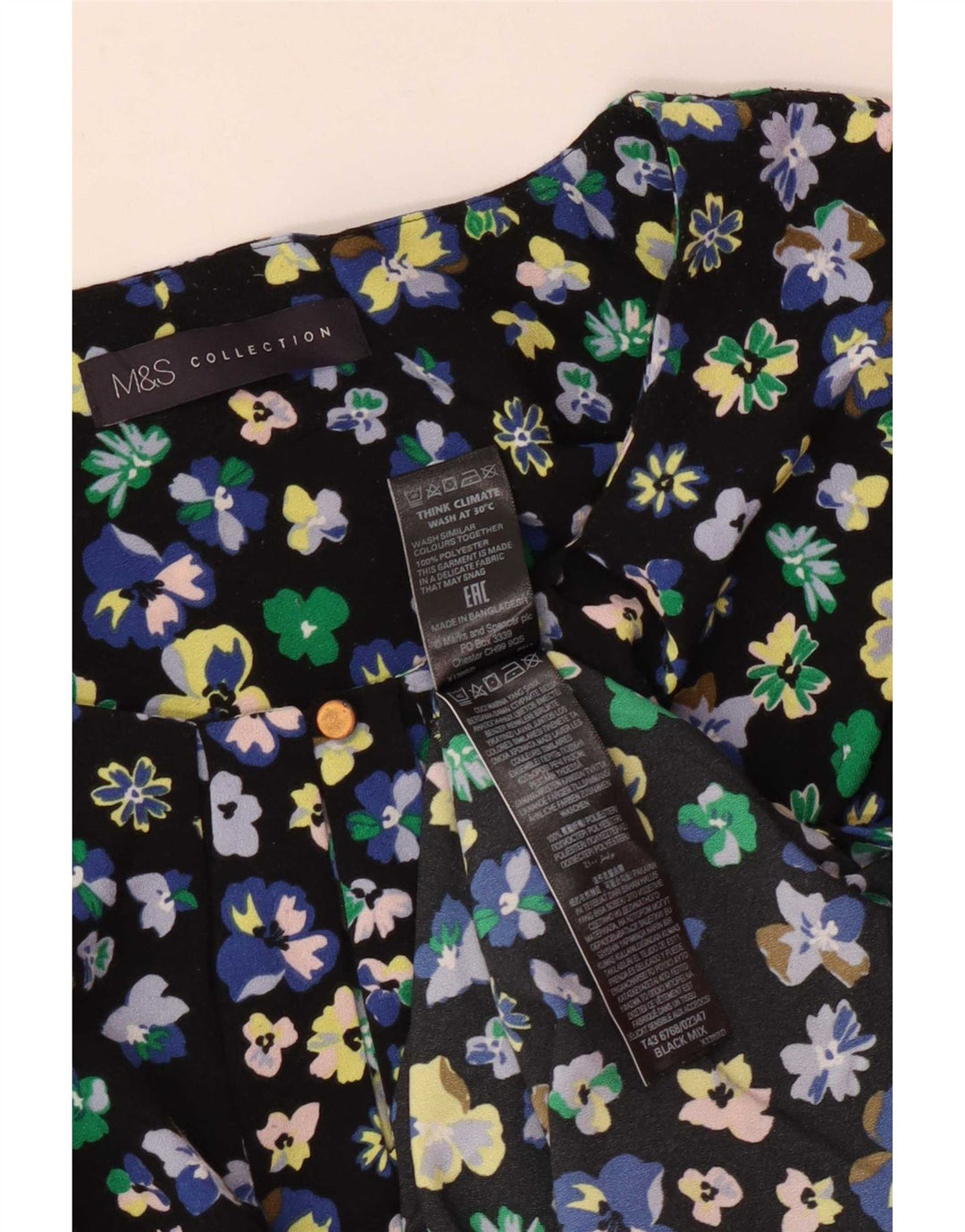 Camicetta da donna Marks & Spencer Top UK 12 Poliestere floreale nero medio