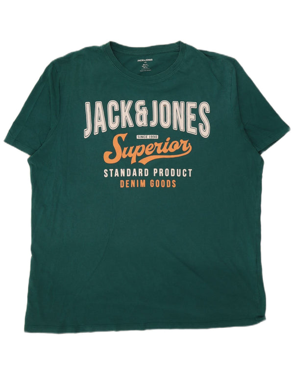 T-shirt grafica da uomo Jack & Jones Top XL in cotone verde