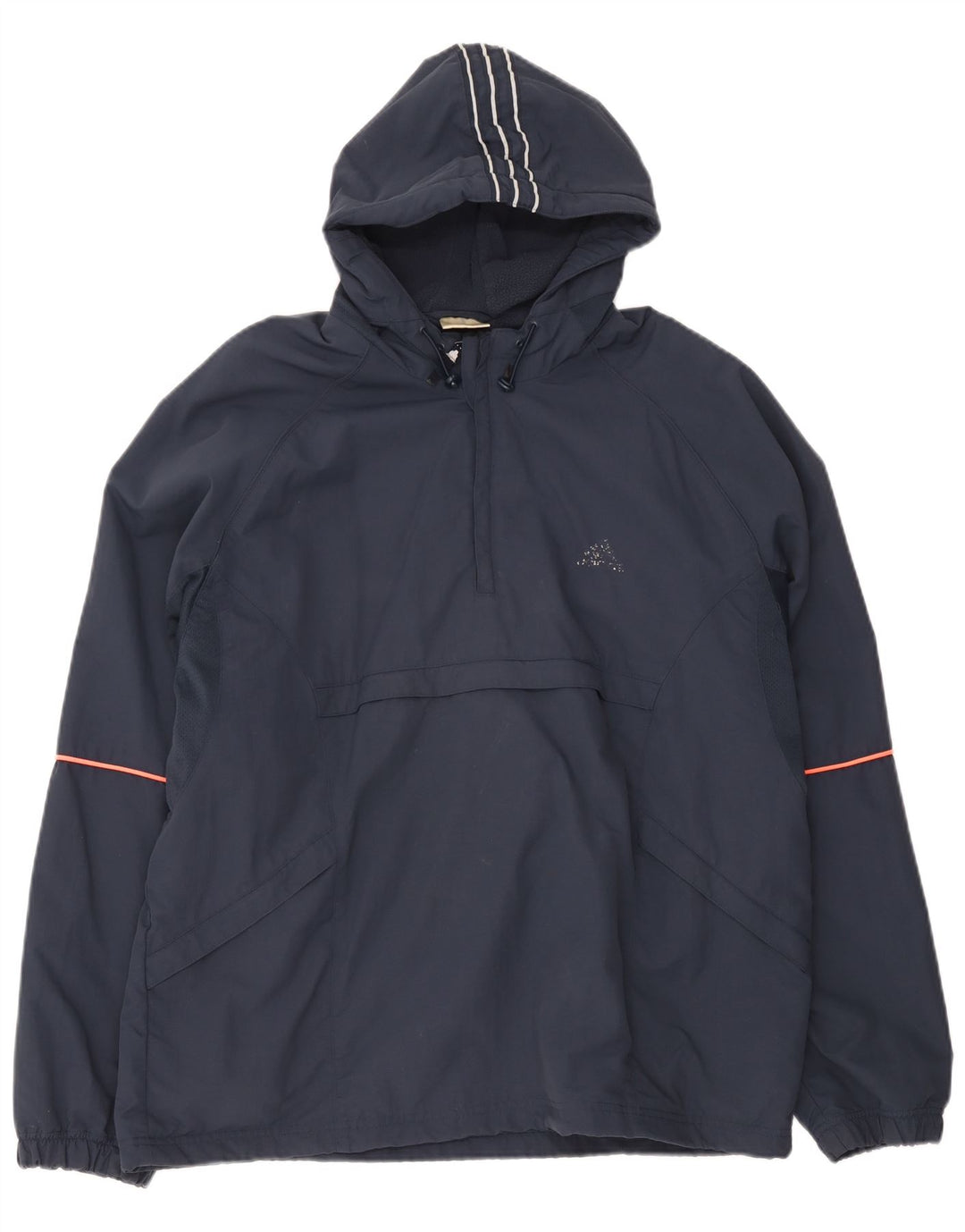 Giacca anorak da uomo con cappuccio Adidas UK 42/44 grande poliestere blu navy