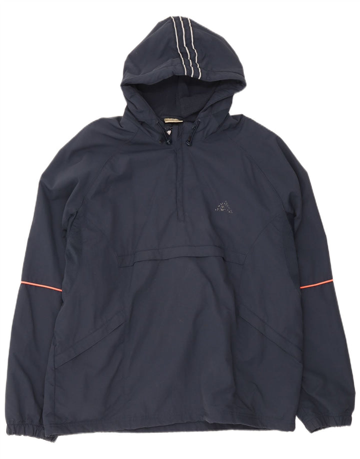 Giacca anorak da uomo con cappuccio Adidas UK 42/44 grande poliestere blu navy