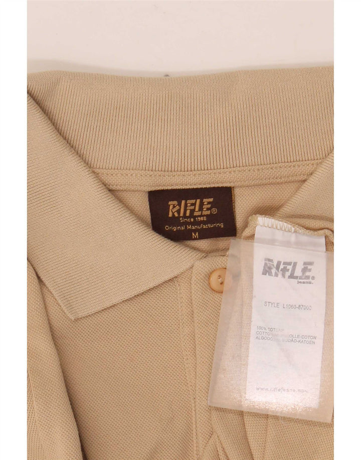 Polo da uomo a maniche lunghe Rifle in cotone beige medio