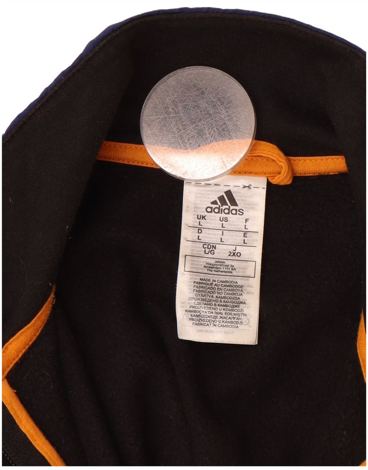 ADIDAS Mens Tracksuit Top Jacket Large Black Colourblock Cotton