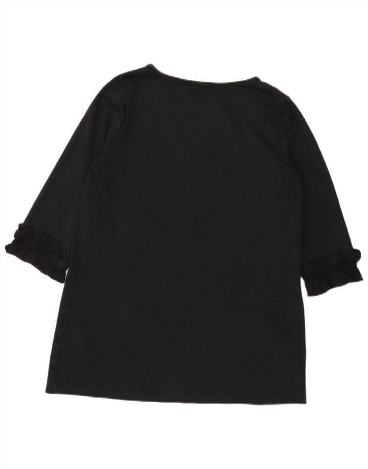Top tunica manica 3/4 da donna Marks & Spencer UK 12 cotone nero medio