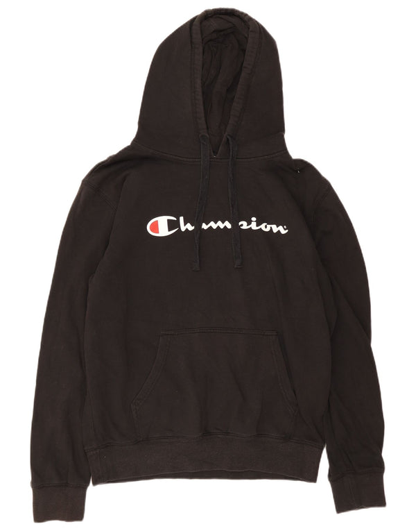 Maglione con cappuccio grafico da uomo Champion grande in cotone nero