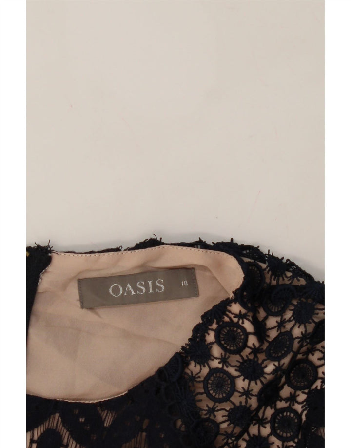 OASIS Womens A-Line Dress UK 10 Small  Navy Blue Floral Polyamide Vintage Oasis and Second-Hand Oasis from Messina Hembry 