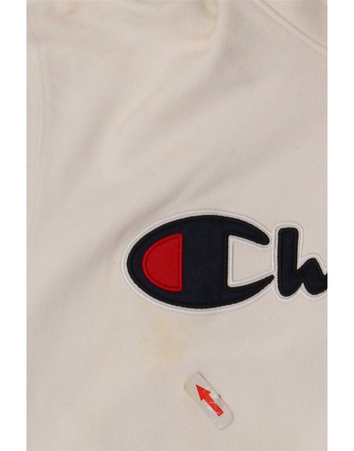 Maglione con cappuccio grafico da uomo Champion in cotone bianco medio