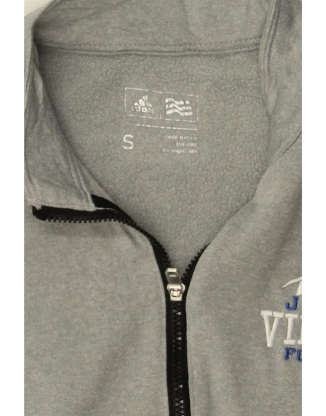 ADIDAS Womens Vikings Zip Neck Pullover Tracksuit Top UK 10 Small Grey Vintage Adidas and Second-Hand Adidas from Messina Hembry 