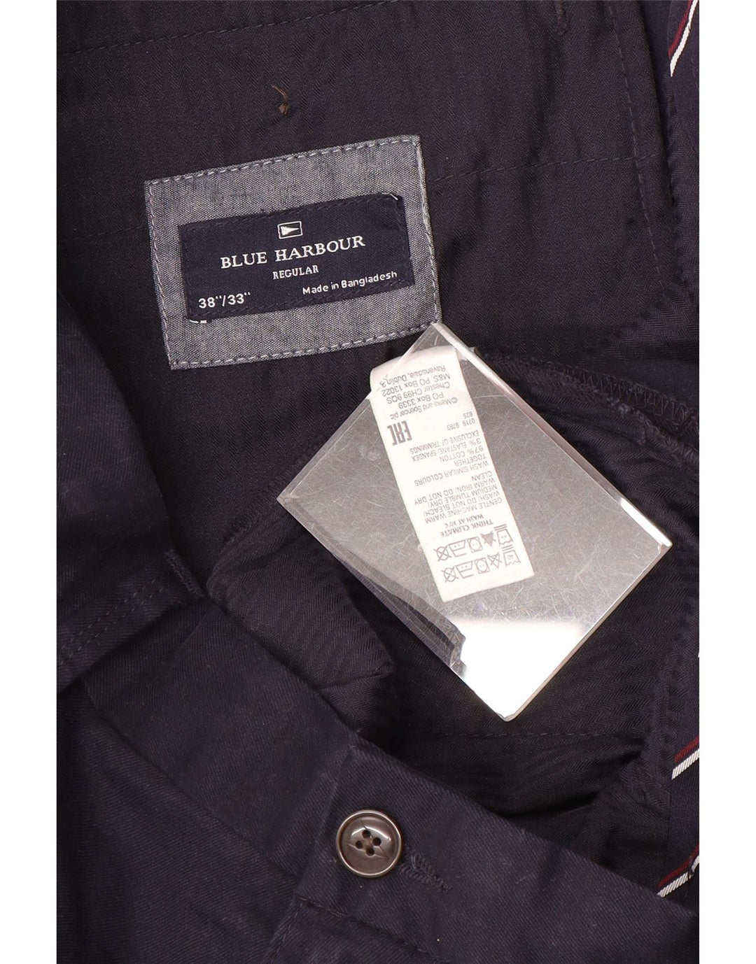 Pantaloni chino regolari Marks & Spencer da uomo blu Harbour W38 L33 blu navy