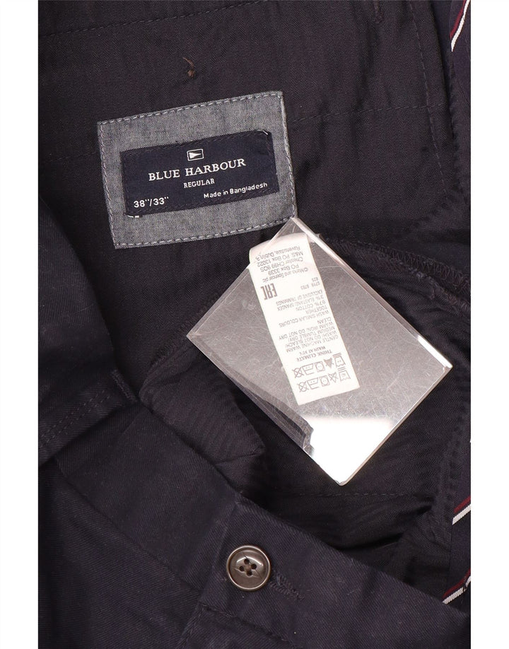 Pantaloni chino regolari Marks & Spencer da uomo blu Harbour W38 L33 blu navy