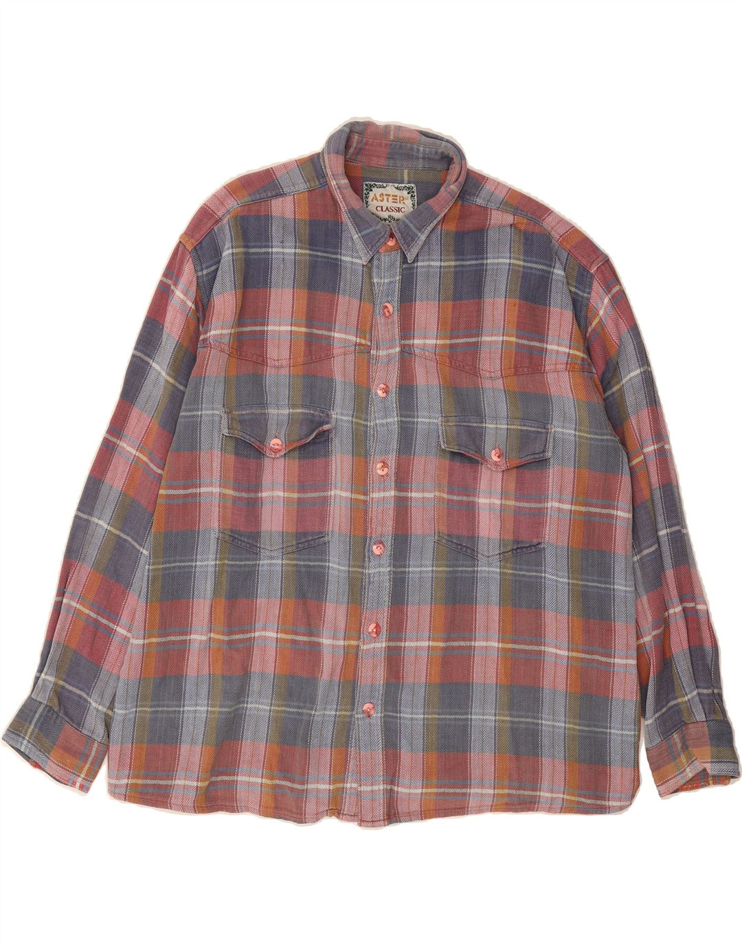 ASTER Mens Flannel Shirt Size 43/44 XL Multicoloured Check Vintage Aster and Second-Hand Aster from Messina Hembry 