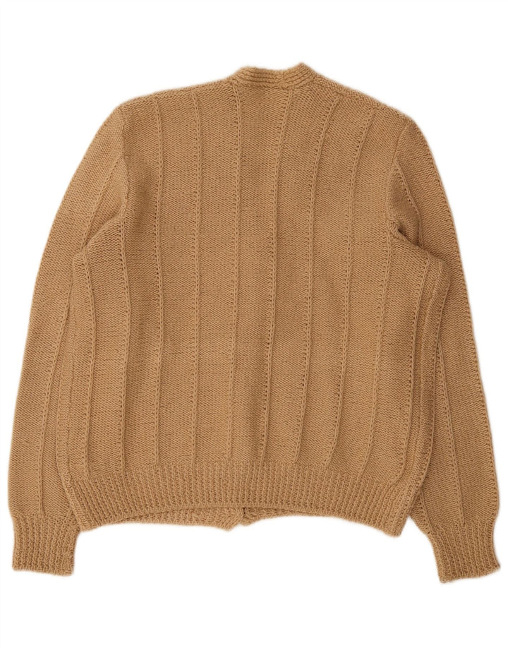 Maglione cardigan da donna vintage UK 14 grande beige