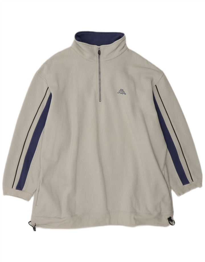 Felpa Kappa da uomo con zip e collo, maglione XL, cotone bianco sporco