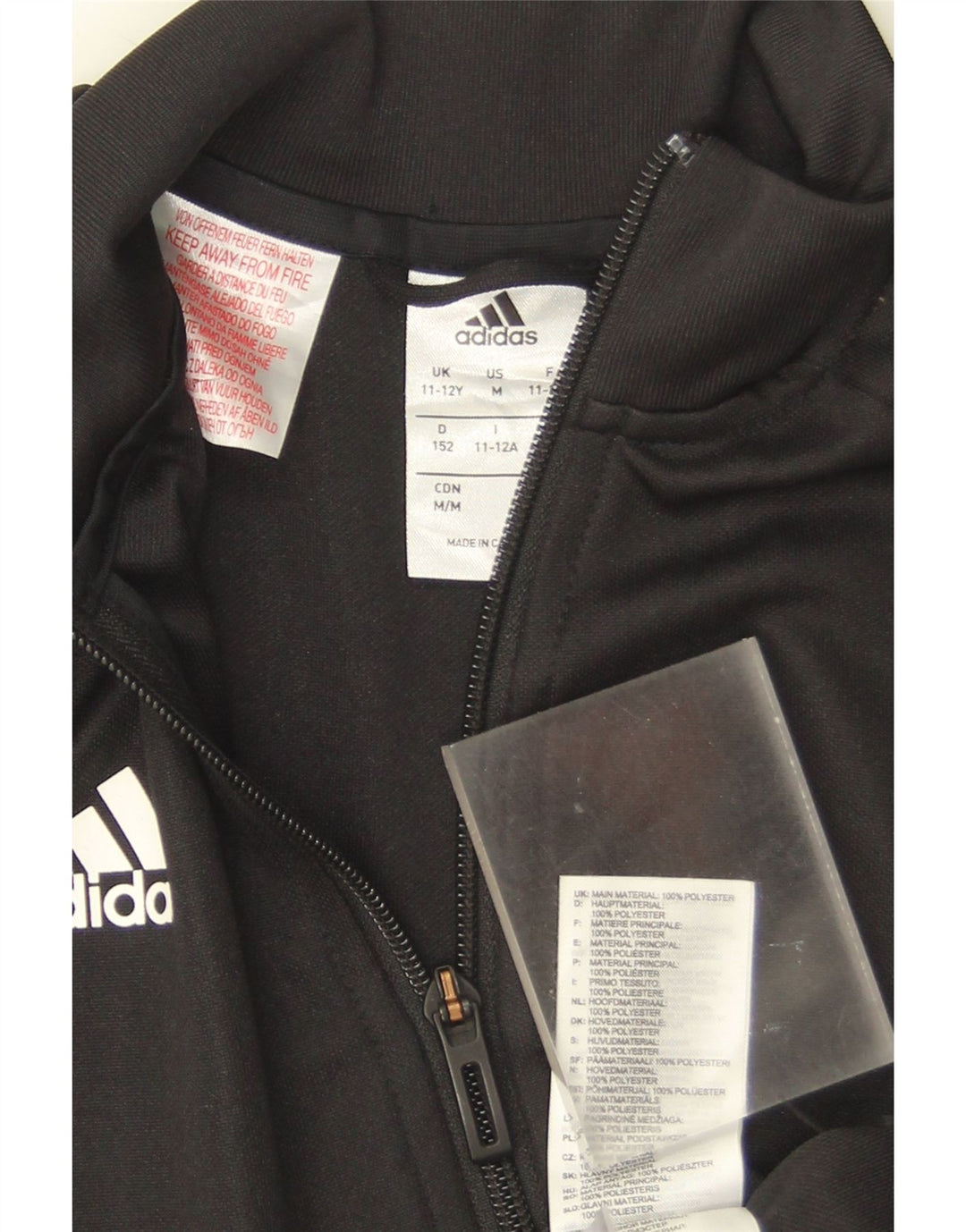 Giacca Top della tuta da ragazza Adidas 11-12 anni in poliestere nero
