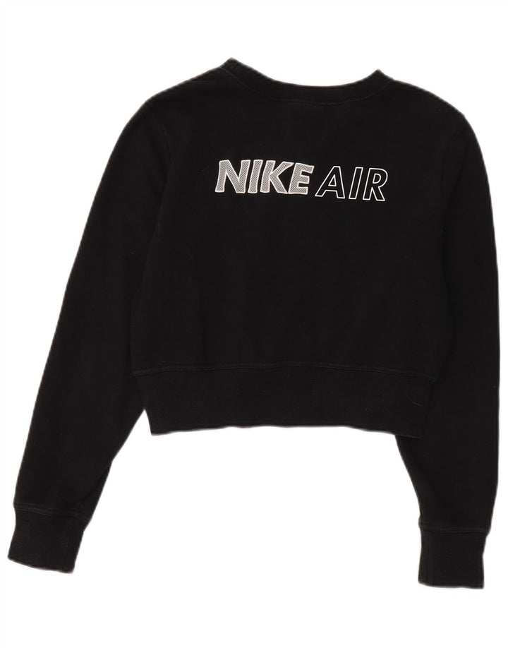 Felpa corta Nike da donna con grafica, maglione UK 12, cotone nero medio