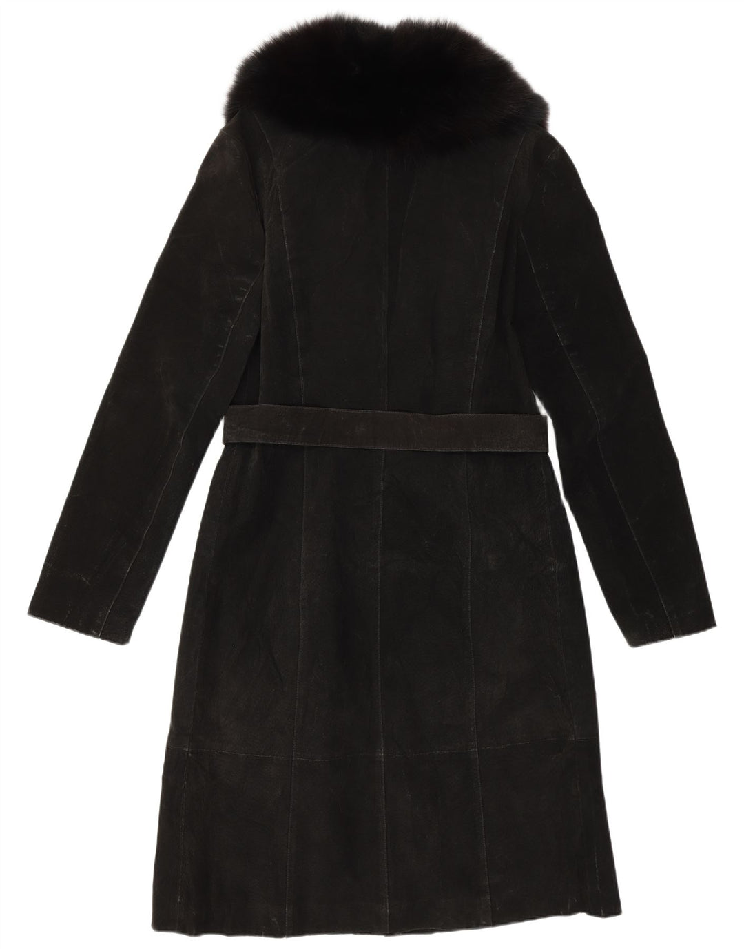 Soprabito vintage da donna in pelle scamosciata IT 46 grande in pelle nera