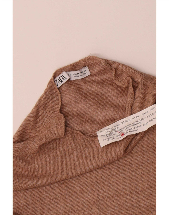 Top Blusa Donna Zara UK 14 Viscosa Beige Medio