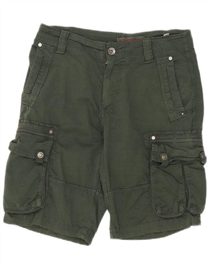 Pantaloncini cargo vintage da uomo W34 grandi in cotone verde