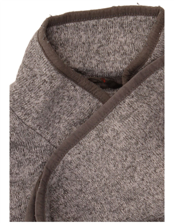 Maglione da uomo L.L.Bean con bottoni e collo in poliestere chiazzato grigio medio