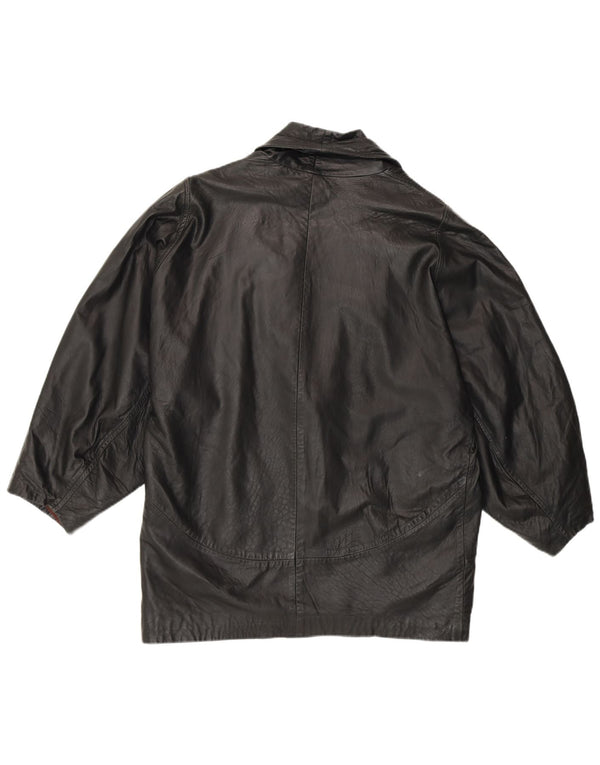 Giacca in pelle vintage da donna UK 16 grande in pelle nera