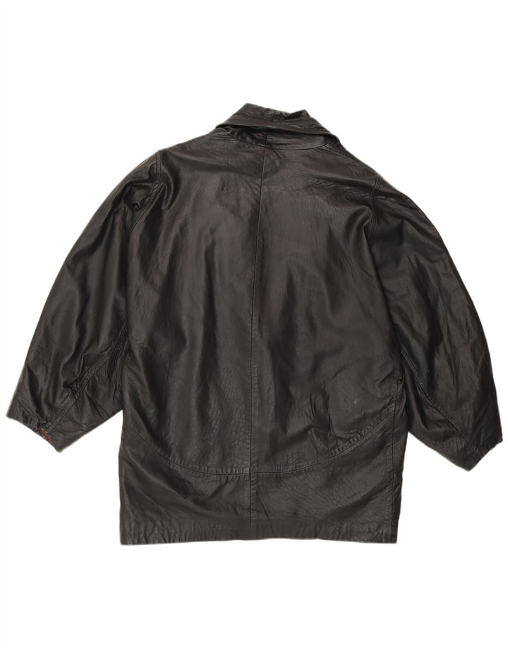 Giacca in pelle vintage da donna UK 16 grande in pelle nera