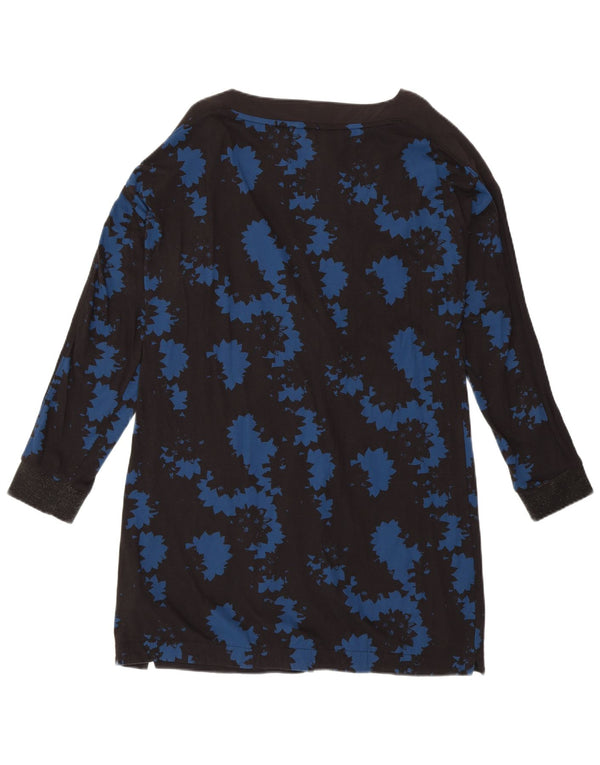 WHITE STUFF Camicetta lunga da donna Top UK 14 Grande cotone floreale nero