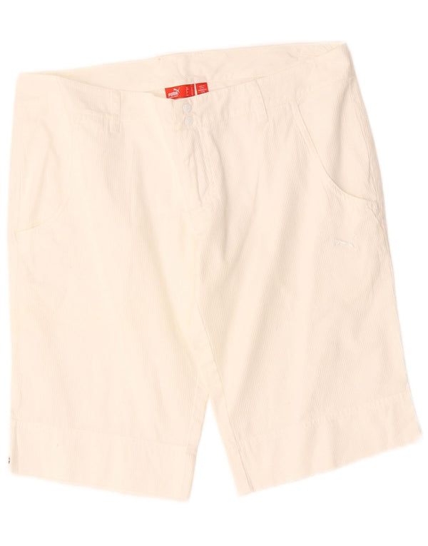 Pantaloncini casual da donna Puma UK 12 Medium W34 Gessato bianco