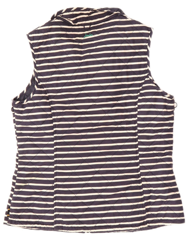 JOULES gilet trapuntato da donna UK 14 grande cotone a righe blu navy