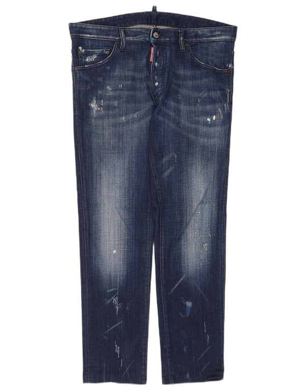 Jeans slim effetto consumato da donna Dsquared2 IT 52 2XL W36 L29 cotone blu