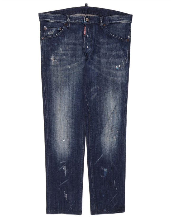 Jeans slim effetto consumato da donna Dsquared2 IT 52 2XL W36 L29 cotone blu