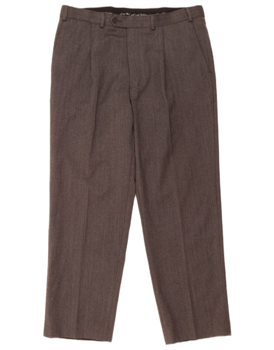 MARKS & SPENCER Pantaloni da abito dritti da uomo W36 L29 Lana grigia