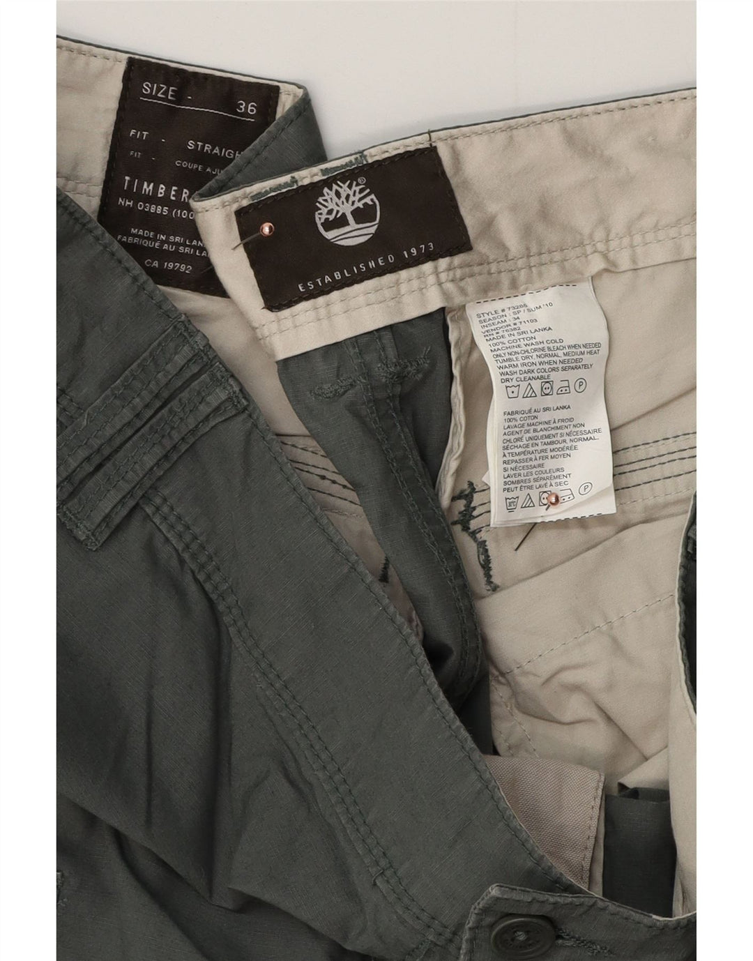 Pantaloni cargo dritti da uomo TIMBERLAND W36 L34 cotone verde