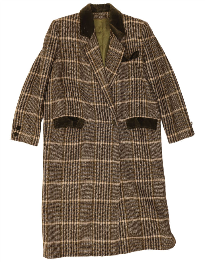 Soprabito oversize da donna vintage UK 14 a quadri kaki medio