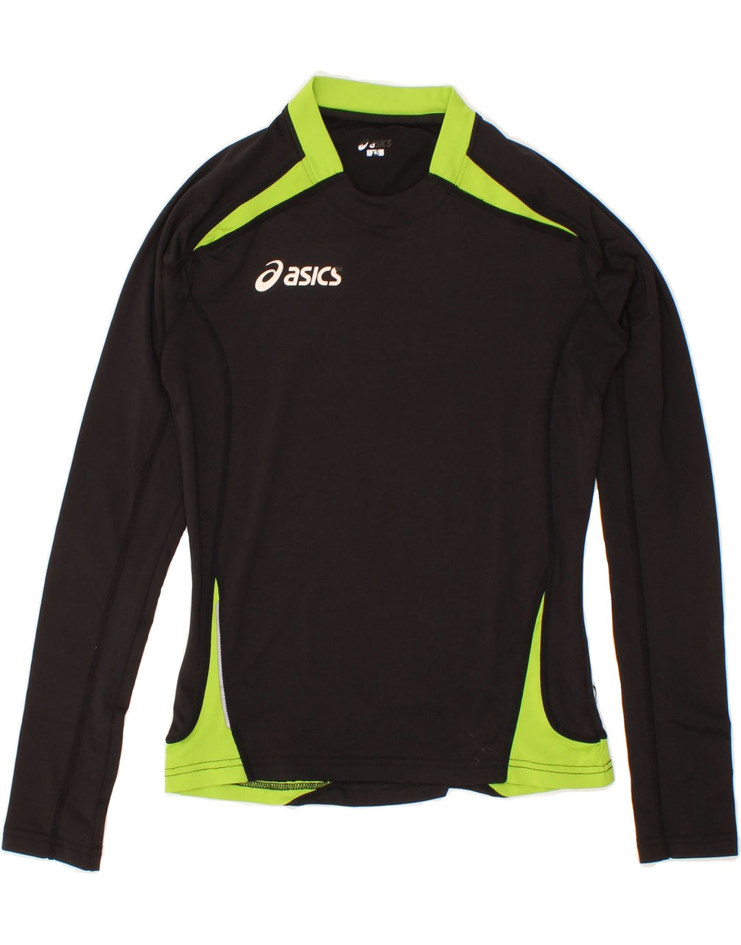 ASICS Womens Top Long Sleeve UK 6 XS Black Colourblock Polyester Vintage Asics and Second-Hand Asics from Messina Hembry 