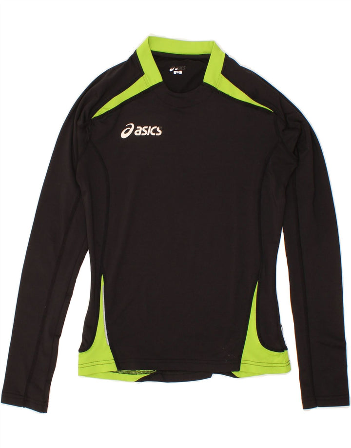 ASICS Womens Top Long Sleeve UK 6 XS Black Colourblock Polyester Vintage Asics and Second-Hand Asics from Messina Hembry 