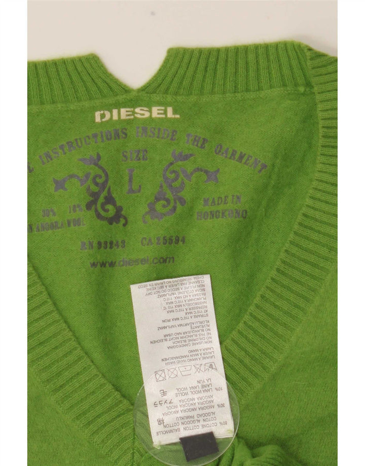 Maglione da uomo Diesel con scollo a V, grande cotone verde