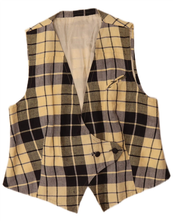 Gilet da donna vintage UK 14 scozzese medio giallo